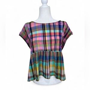 Anthropologie HOLDING HORSES Colorful Plaid Blouse